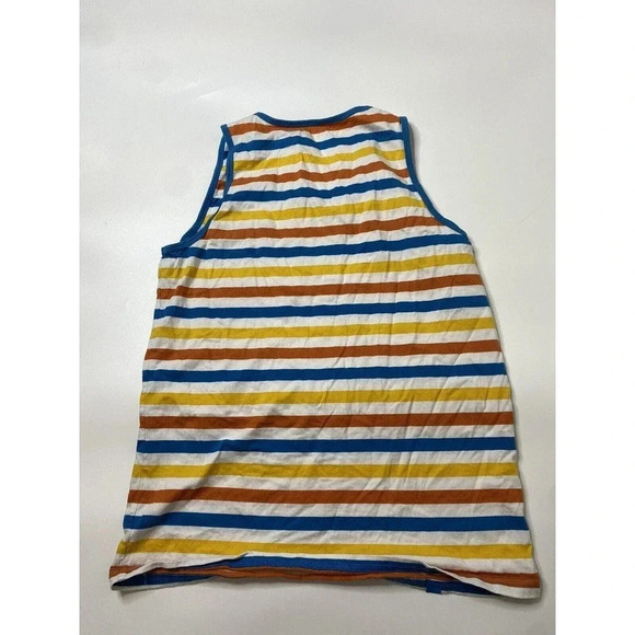 Dutch Bros Coffee Men’s Size Large Blue Yellow Orange Striped Tank Top - Picture 7 of 7